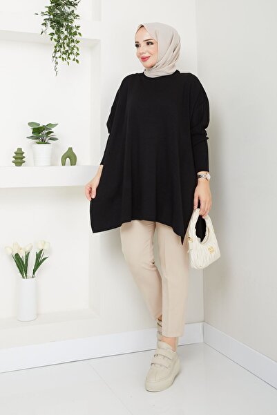 LE CARAMBOLE Black Hijab Knitwear - Women's Oversize Sweater