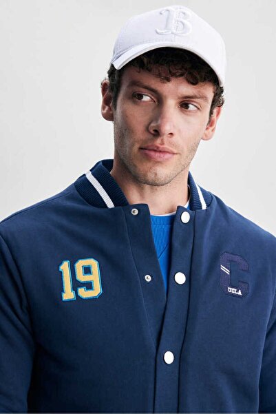 UCLA Чоловіче пальто PEDRO темно-синього кольору з принтом і вишивкою стандартного крою