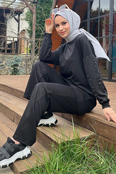 TOFİSA Dámské černé tunikové kalhoty - rovný výstřih - 11538