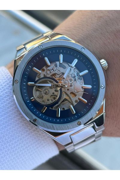 FERRO 3 Atm Waterproof Automatic Mechanism Men's Wristwatch - 2 Years Warranty, Steel Band Efm.1443-L3