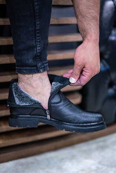 OBAY LİFE Ανδρικά Μαύρα SR Δερμάτινα Καθημερινά Άνετα Ορθοπεδικά Μποτάκια NBR1058