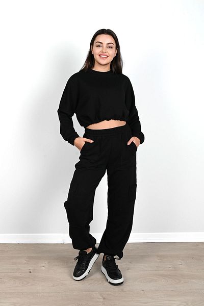 Koza Butik Γυναικείο Σετ Φόρμας Crop με λεπτομέρεια τσέπης 3901-24