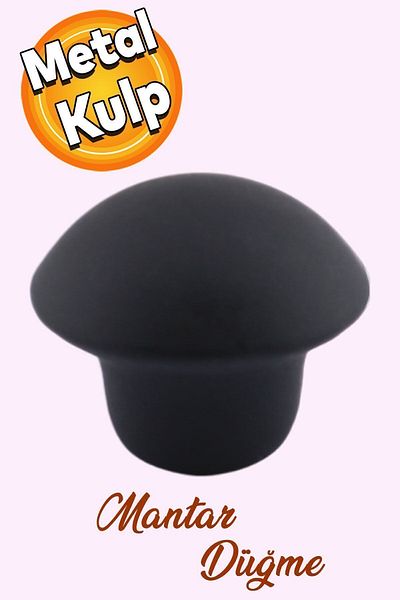 Badem10 Buton ciupercă Metal (NEGRU MAT) Mobilier rotund Bucătărie Sertar Dulap Mâner Mâner