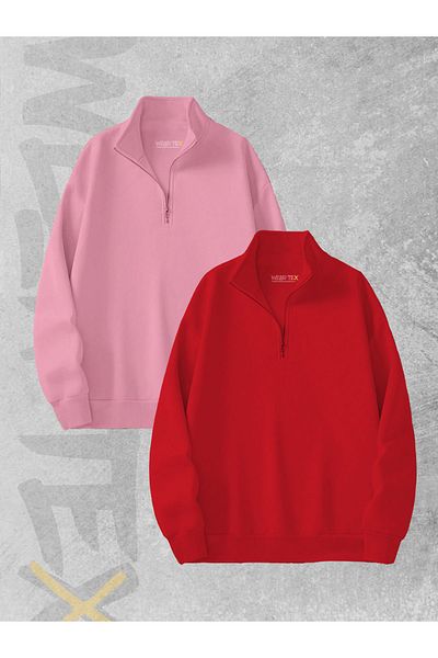 WEARTEX طقم سويت شيرت مكون من قطعتين بنصف سحاب من 3 خيوط