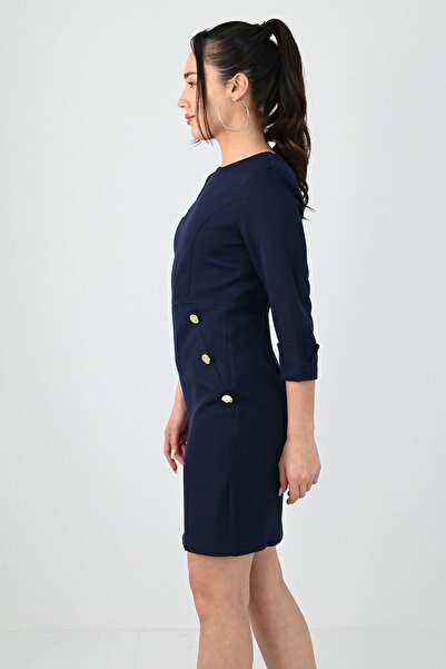 Koza Butik Γυναικείο Λεπτομερές Φόρεμα με Κουμπί 5202-24