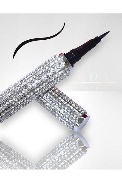 EDA LUXURY BEAUTY Black Shiny Eye Makeup - Ultra Thin Felt Tip, Waterproof Liquid Eye Liner, Vegan Eye Makeup