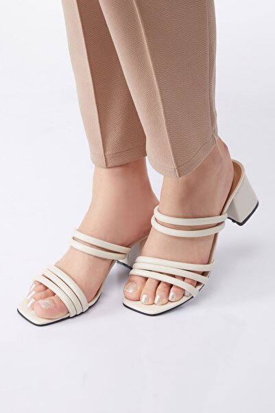 TOFİSA Dámské béžové pantofle na podpatku - 24795