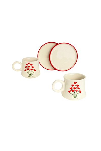 Gezdikçe Bilelim Set of 2 - Handmade Heart Bouquet and Ceramic Coffee Cup