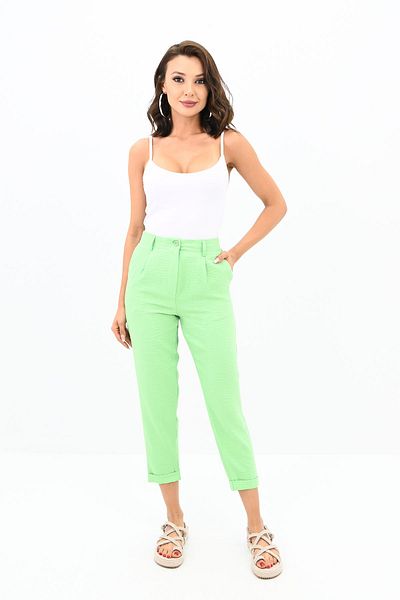 Koza Butik Women's High Waist Linen Trousers with Pocket Detail 6200-23