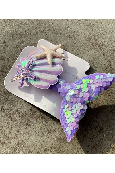 NEHİRDEN Denizkızı Kuyruklu Pullu Yıldızlı Pens Çocuk Tokası