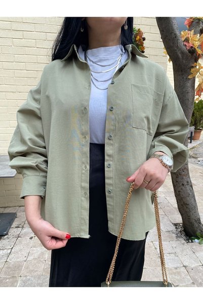 modabetce Kadın Oversize Uzun Basic Gömlek