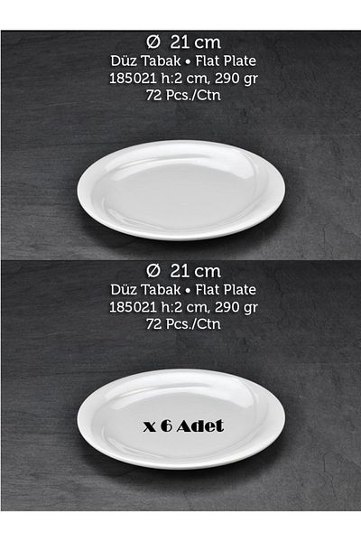 Tuva 21 cm X 6 Pieces Therm Melamine Pit Wings - Shockproof Unbreakable Dinner Plate