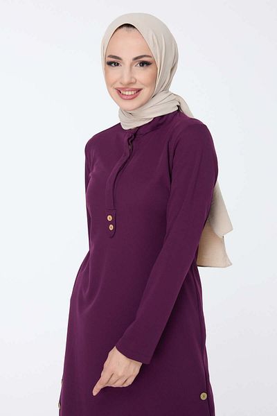 TOFİSA Purple Straight Judge Collar Women's Tunic - 13015