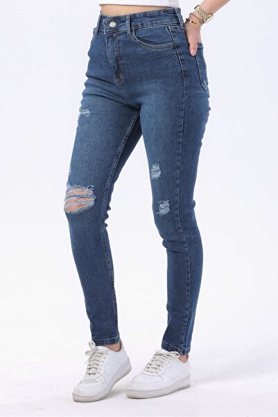TOFİSA Сині жіночі джинси-скінні з еластаном - середній крій - 23812