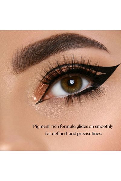 EDA LUXURY BEAUTY Black Shiny Eye Makeup - Ultra Thin Felt Tip, Waterproof Liquid Eye Liner, Vegan Eye Makeup