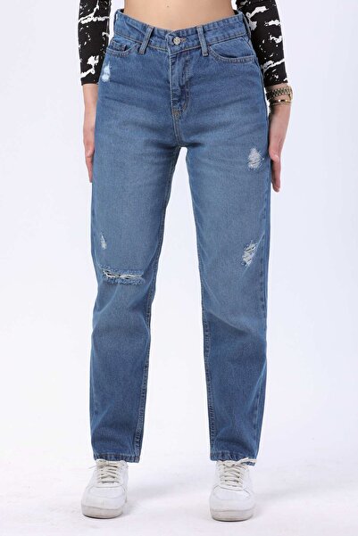 TOFİSA Сині джинси Mom Jeans Середньої довжини Жіночі джинси - 23809