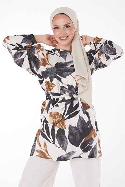 TOFİSA Dámský dvojitý oblek s černým vzorem – s jednoduchým výstřihem – 13240