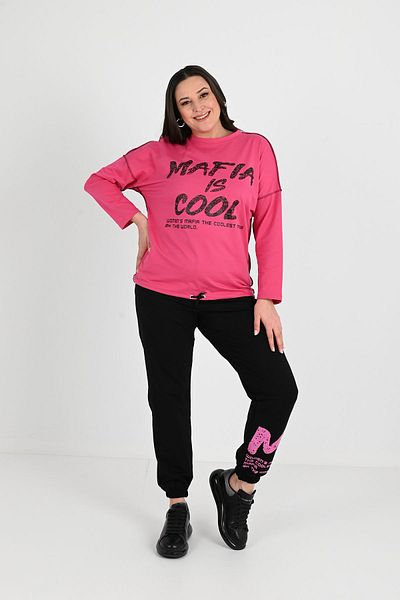 Koza Butik Γυναικείο Σετ φόρμας μεγάλου μεγέθους M Print Detailed 8074-25