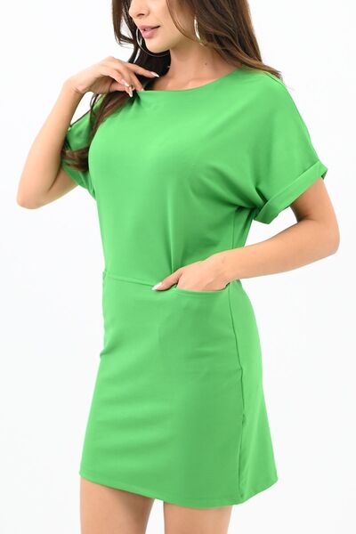 Koza Butik Γυναικείο κοντομάνικο φόρεμα με λεπτομέρεια τσέπης 5221-24