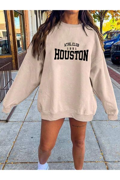 FAVORİST Βαμβακερό φούτερ HOUSTON 1989 με στάμπα με λαιμόκοψη