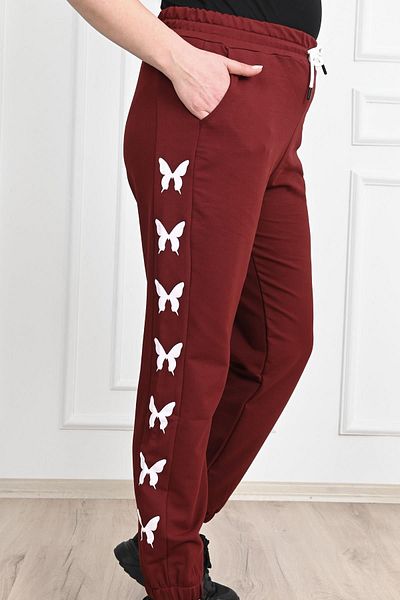 Koza Butik Pantaloni de jogging pentru femei cu imprimeu digital de mărime mare - 6060-22