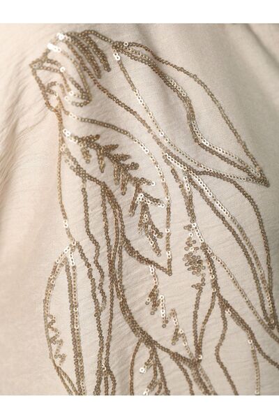 HİJABAYA Sequined Leaf Patterned Shirt
