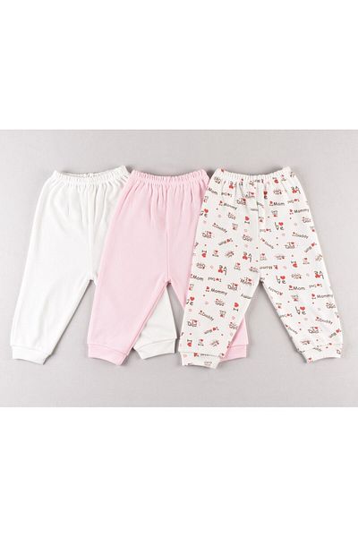 Babush LOVE PATTERNED 3-PIECE COMBED BABY BOTTOM BOTTOM