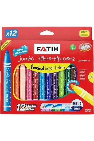 Fatih Jumbo Felt Tip Pen 12 Colors