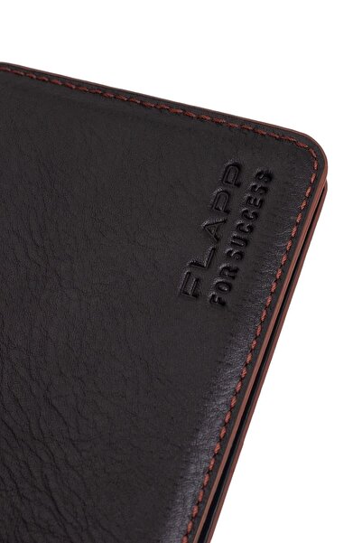 Flapp Hakiki Deri Rfıd Korumalı Kahve Kenar Boyalı Spor Cüzdan