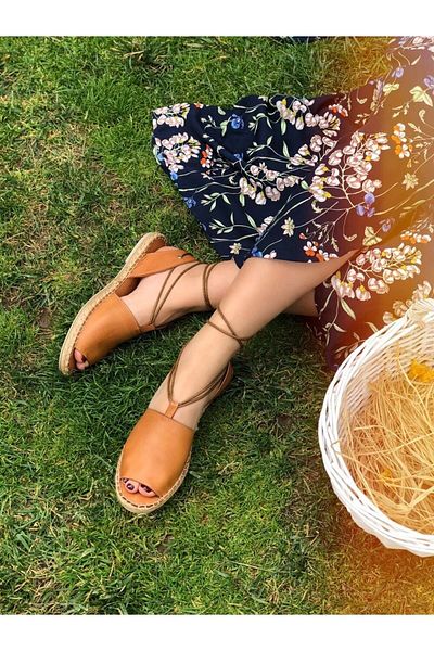 sovrana Genuine Leather Sandals Tan