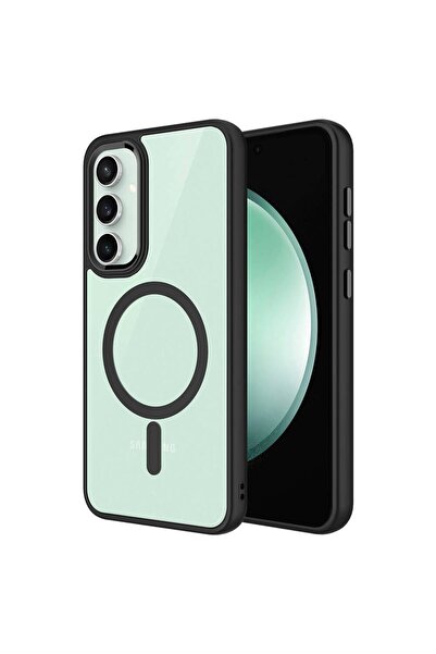 Gpack Samsung Galaxy S23 FE Kılıf Wireless Şarj Özellikli Buttom Magsafe Silikon Kapak Siyah