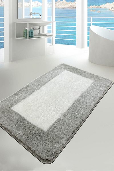 Chilai Home Γκρι χαλί μπάνιου 70x120 cm - Αντιολισθητική βάση και ακρυλικό που πλένεται