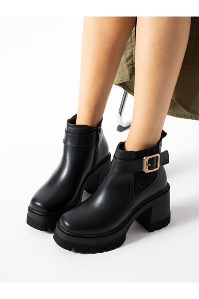 Alemdar Shoes Μαύρες μπότες MILAN - Γυναικείες μπότες με λεπτομέρεια πόρπης