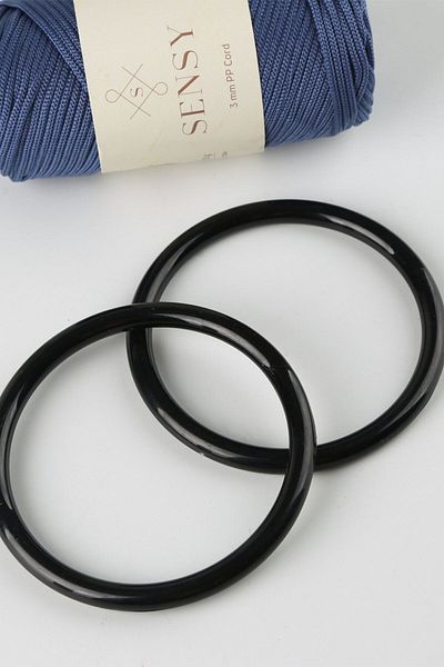SENSY Black Plastic Round Bag - Handle 12 cm