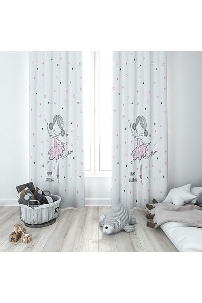 Lolla Ballerina Girl White Background Curtain 169