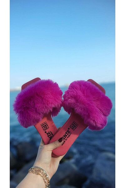 Moda fiesta Γούνινες γυναικείες παντόφλες - για καθημερινή, εξωτερική και οικιακή χρήση