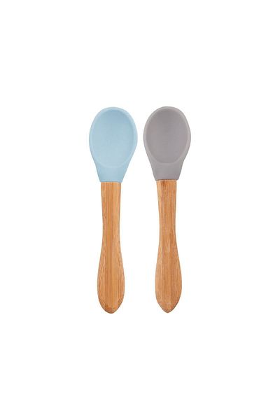 OiOi Food Spoon Mineral Blue / Powder Gray