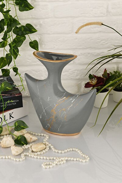 ANGDESİGN Angdesign Kinidos - Ceramic Gray Vase