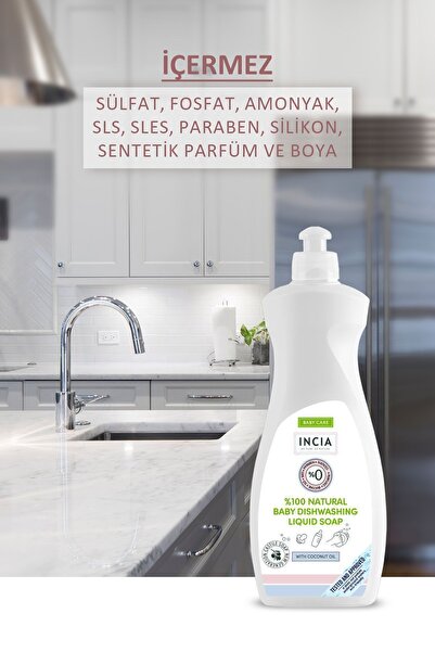 Incia %100 Doğal Bebek Bulaşık Sabunu Bitkisel Emzik Biberon Temizleyici Vegan 500 ml