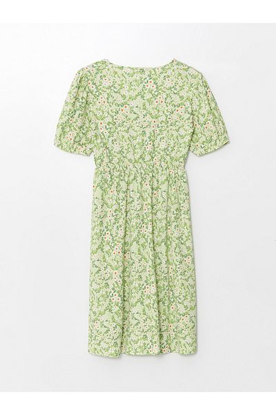 LC Waikiki Kurzärmliges Umstandskleid mit V-Ausschnitt und Blumenmuster