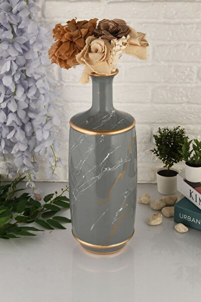 ANGDESİGN Angdesign Bodrum Gray Ceramic Vase - Small
