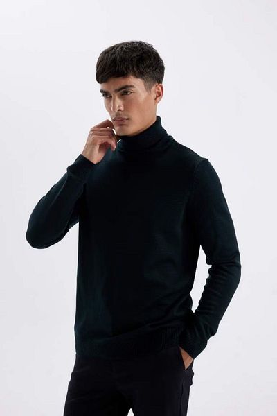 DeFacto Slim Fit Slim Fit Turtleneck Basic Plain πουλόβερ πουλόβερ R1124az