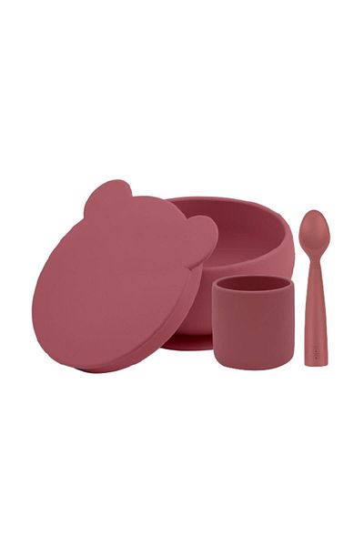 OiOi Blw I Silicone Nutrition Set 3 Pieces (with Bowl) Velvet Rose