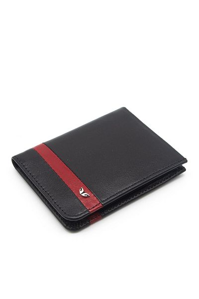Tergan Unisex Black/Red Leather Credit Card Holder - 1663I13
