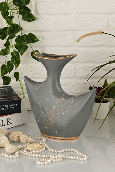 ANGDESİGN Angdesign Kinidos - Ceramic Gray Vase