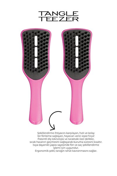 Tangle Teezer Easy Dry & Go Vented Shocking Cerise Pink Saç ve Fön Fırçası 2 ...