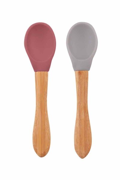 OiOi Food Spoon Velvet Rose / Powder Gray