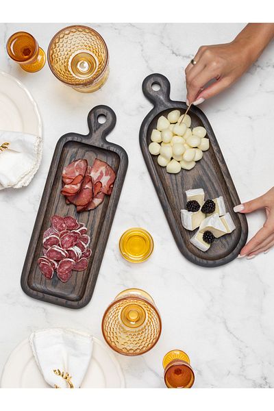 Esci Design Wooden 2-Piece Presentation Board - Steak Presentation - Wooden Serving Plate - Presentation Plate - Wooden Set