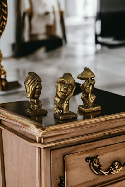 Rugad Biblo Dekoratif Heykel Görmedim Duymadım Bilmiyorum Biblosu Altın Eskit...