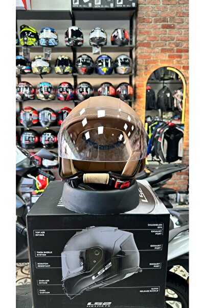 Sway SW 701 Kahverengi Deri Yarım Kask